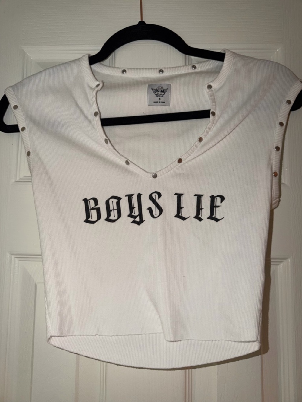 Boys Lie White Rebel Studded tank